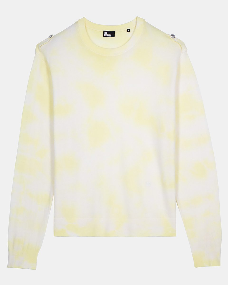 Yellow tie and dye merino wool sweater
