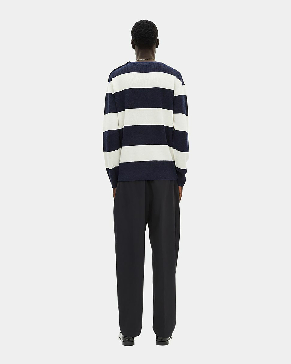Navy stripe wool and linen sweater