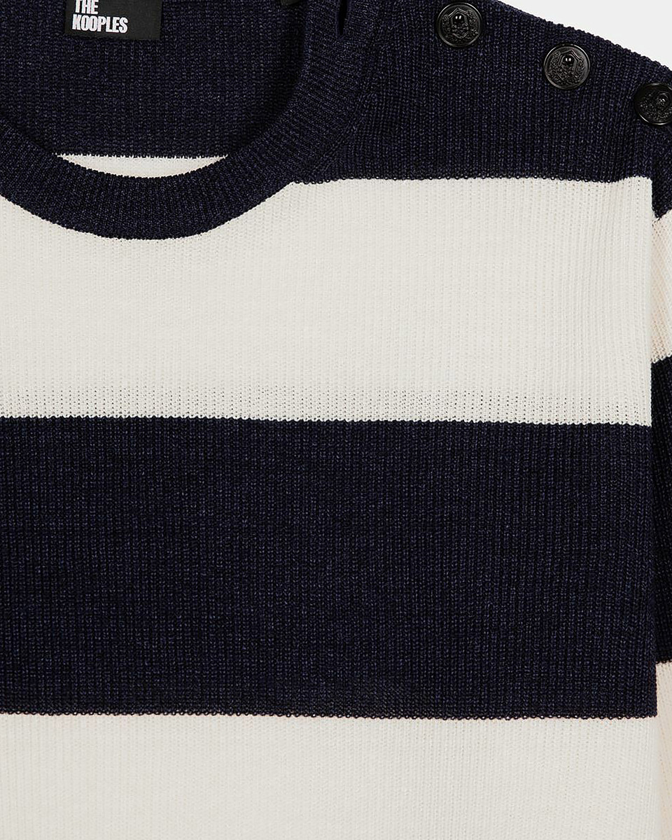 Navy stripe wool and linen sweater