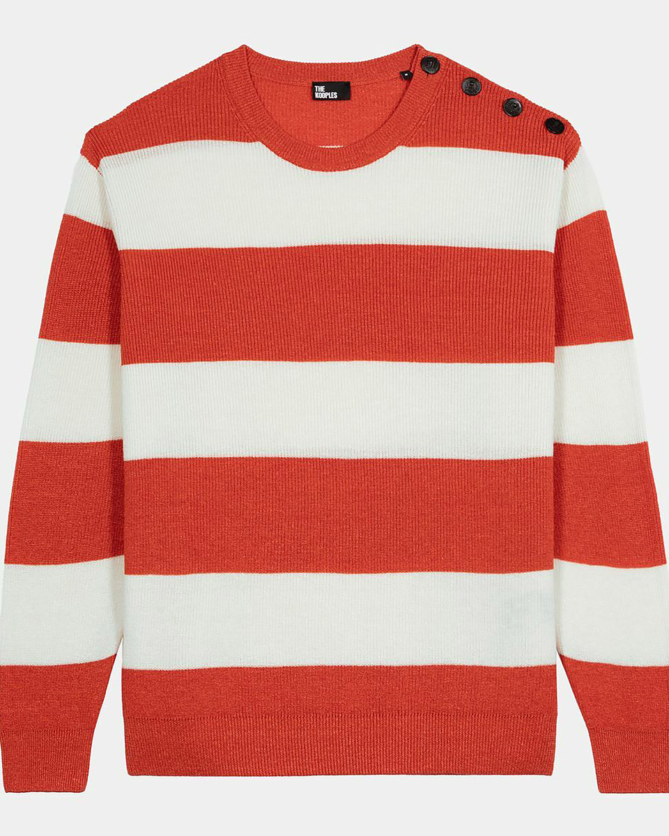 Wool and linen sweater in orange stripes