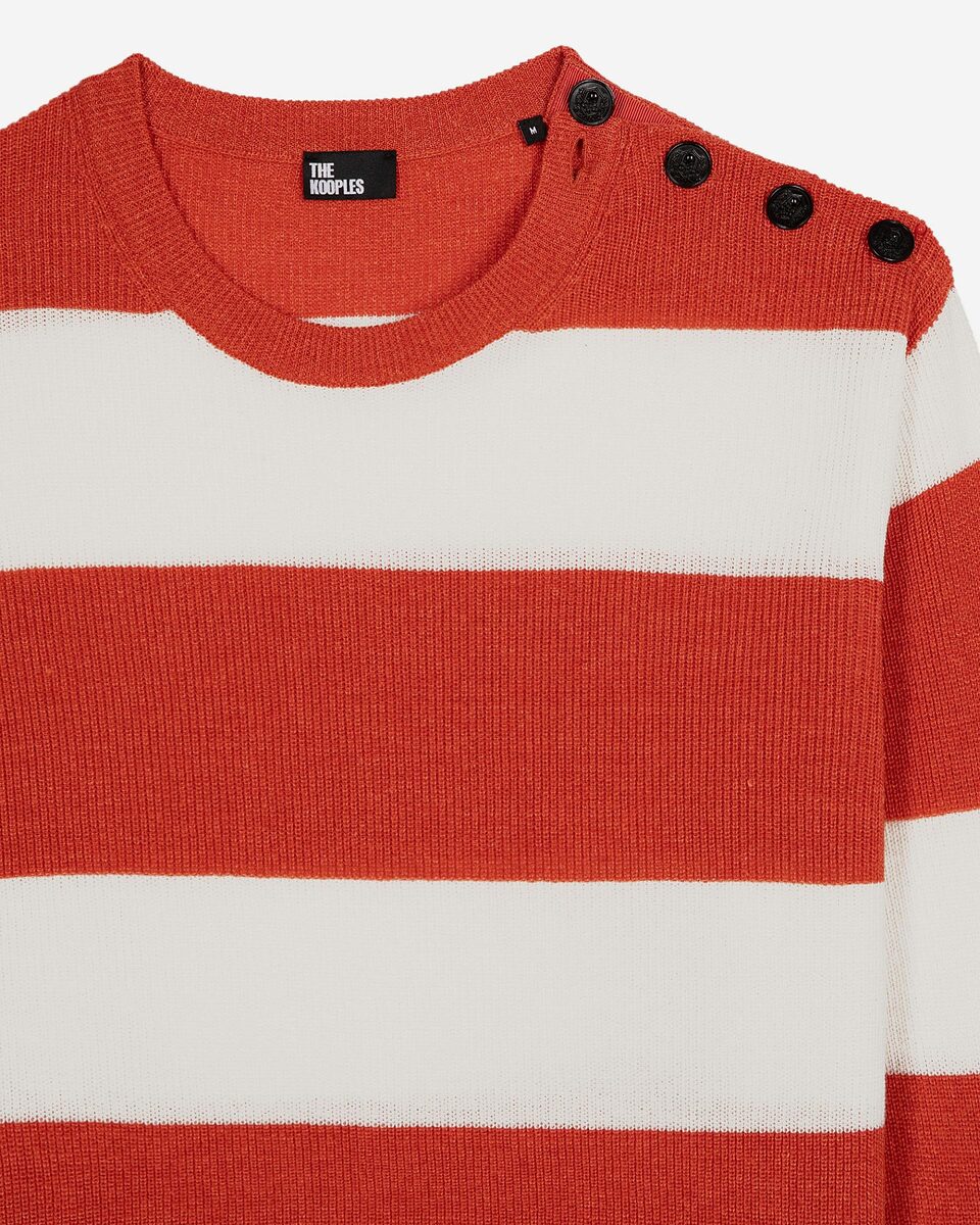 Wool and linen sweater in orange stripes
