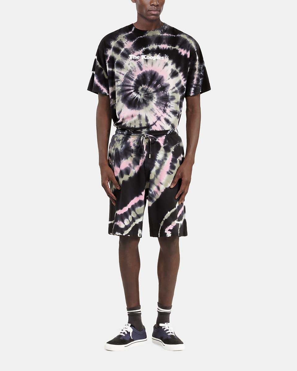 Black tie-dye print shorts