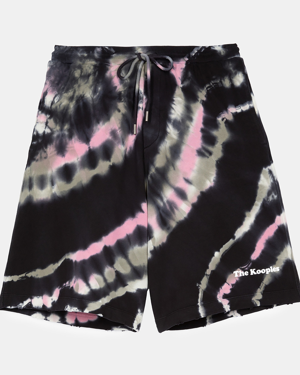 Black tie-dye print shorts