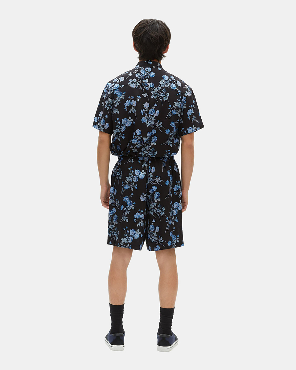 Black floral print Bermuda shorts