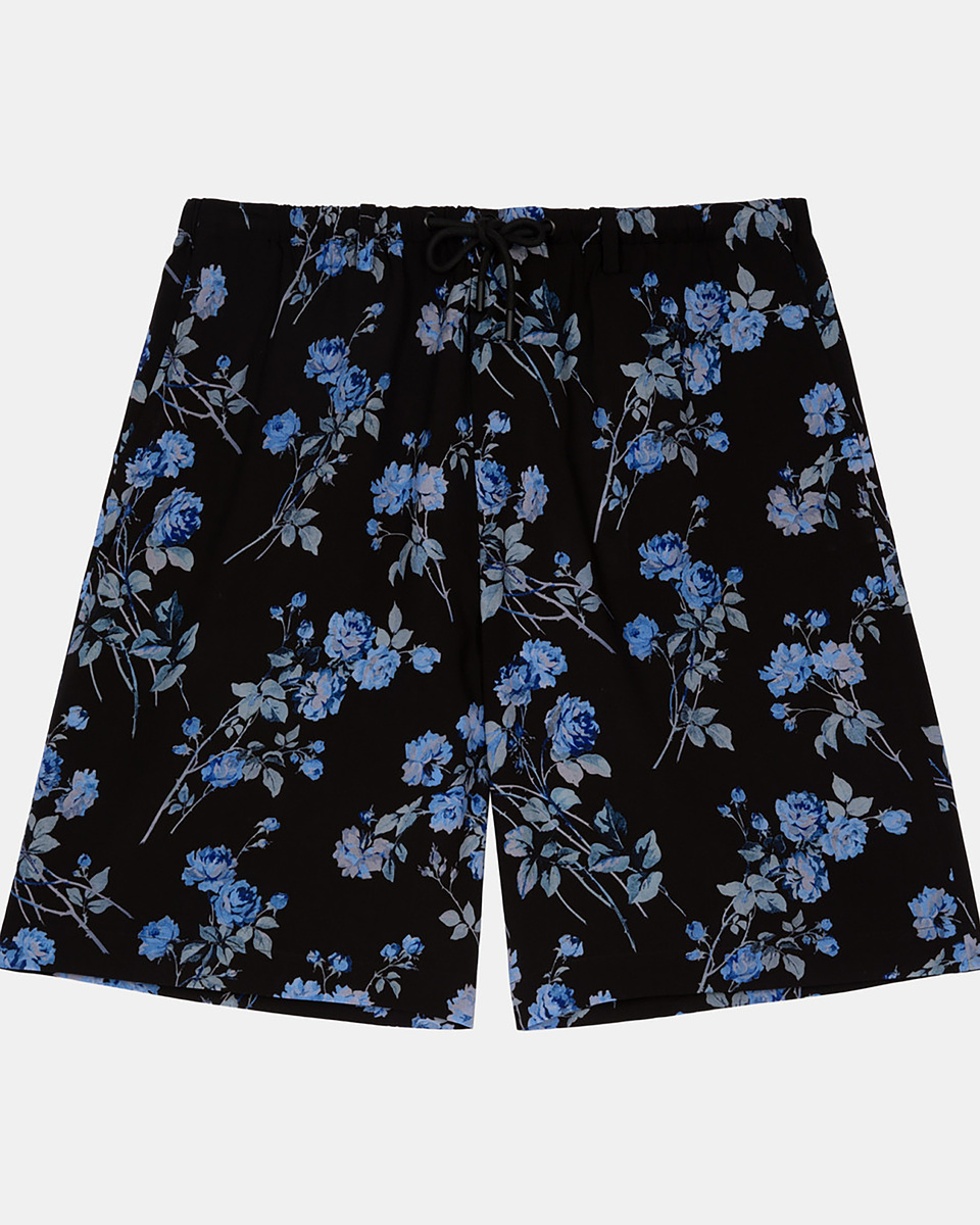 Black floral print Bermuda shorts