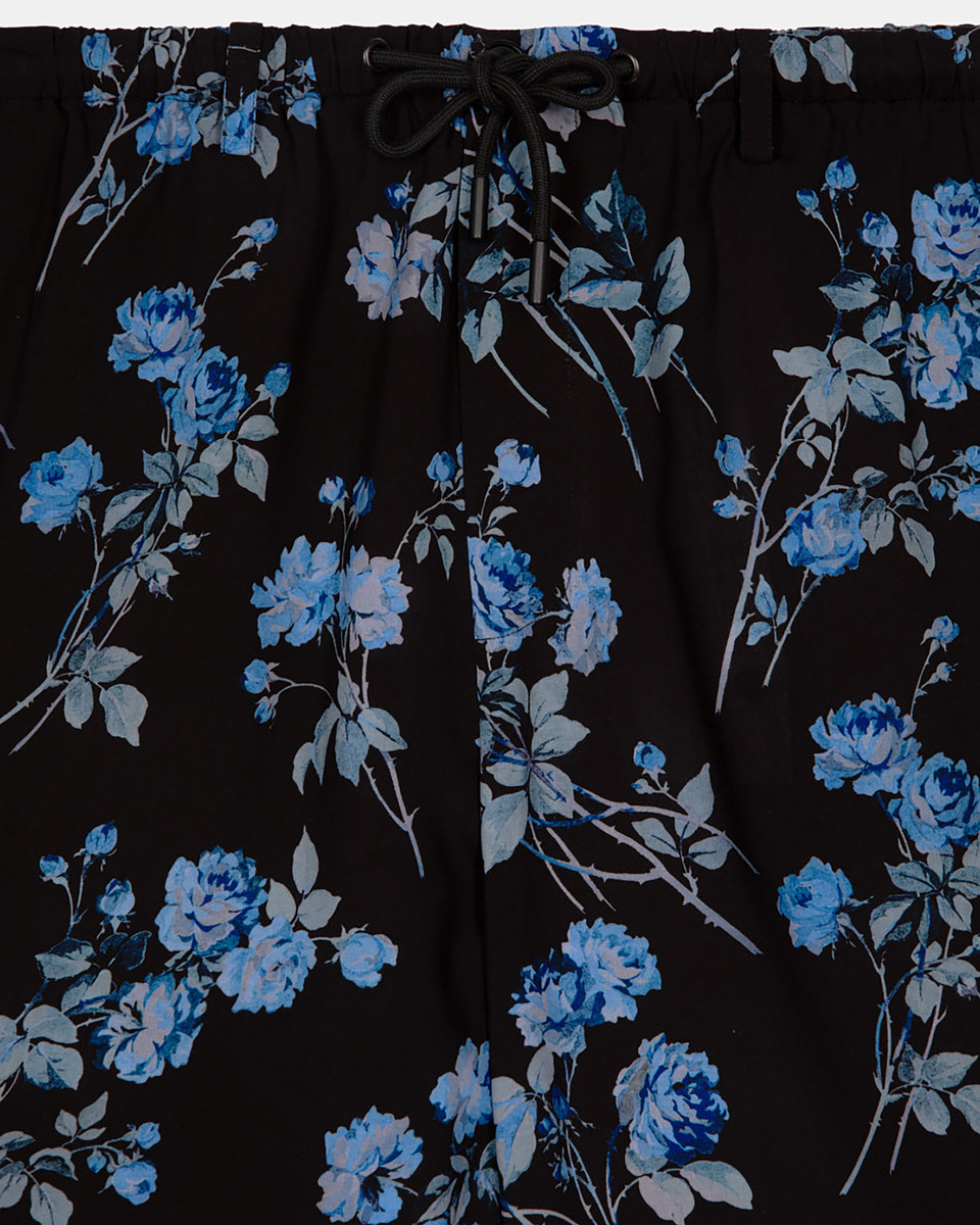 Black floral print Bermuda shorts