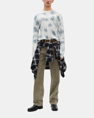 Blue tie and dye merino wool sweater