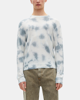 Blue tie and dye merino wool sweater