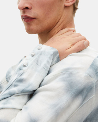 Blue tie and dye merino wool sweater