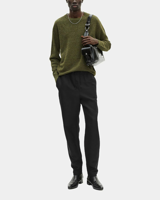 Khaki wool and linen sweater