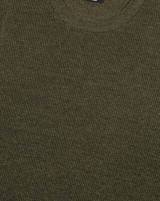 Khaki wool and linen sweater