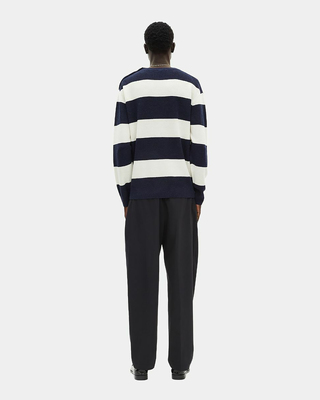 Navy stripe wool and linen sweater