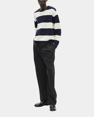 Navy stripe wool and linen sweater