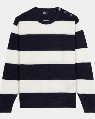 Navy stripe wool and linen sweater