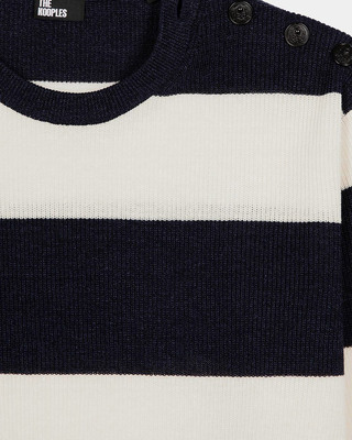 Navy stripe wool and linen sweater