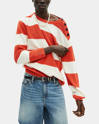 Wool and linen sweater in orange stripes