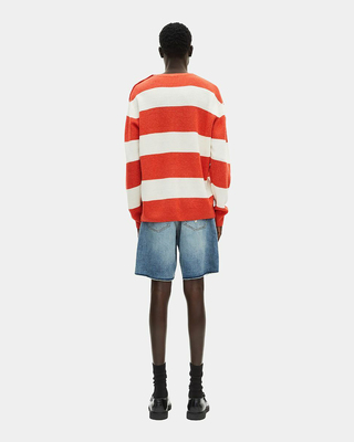 Wool and linen sweater in orange stripes
