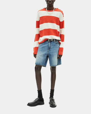 Wool and linen sweater in orange stripes