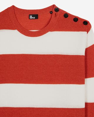Wool and linen sweater in orange stripes