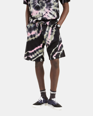 Black tie-dye print shorts