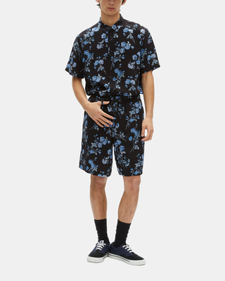 Black floral print Bermuda shorts