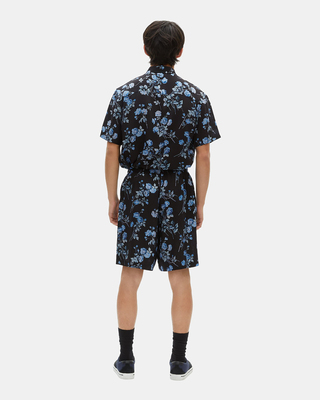 Black floral print Bermuda shorts