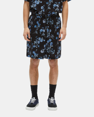 Black floral print Bermuda shorts