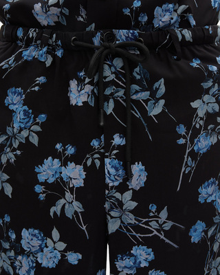 Black floral print Bermuda shorts