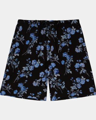 Black floral print Bermuda shorts