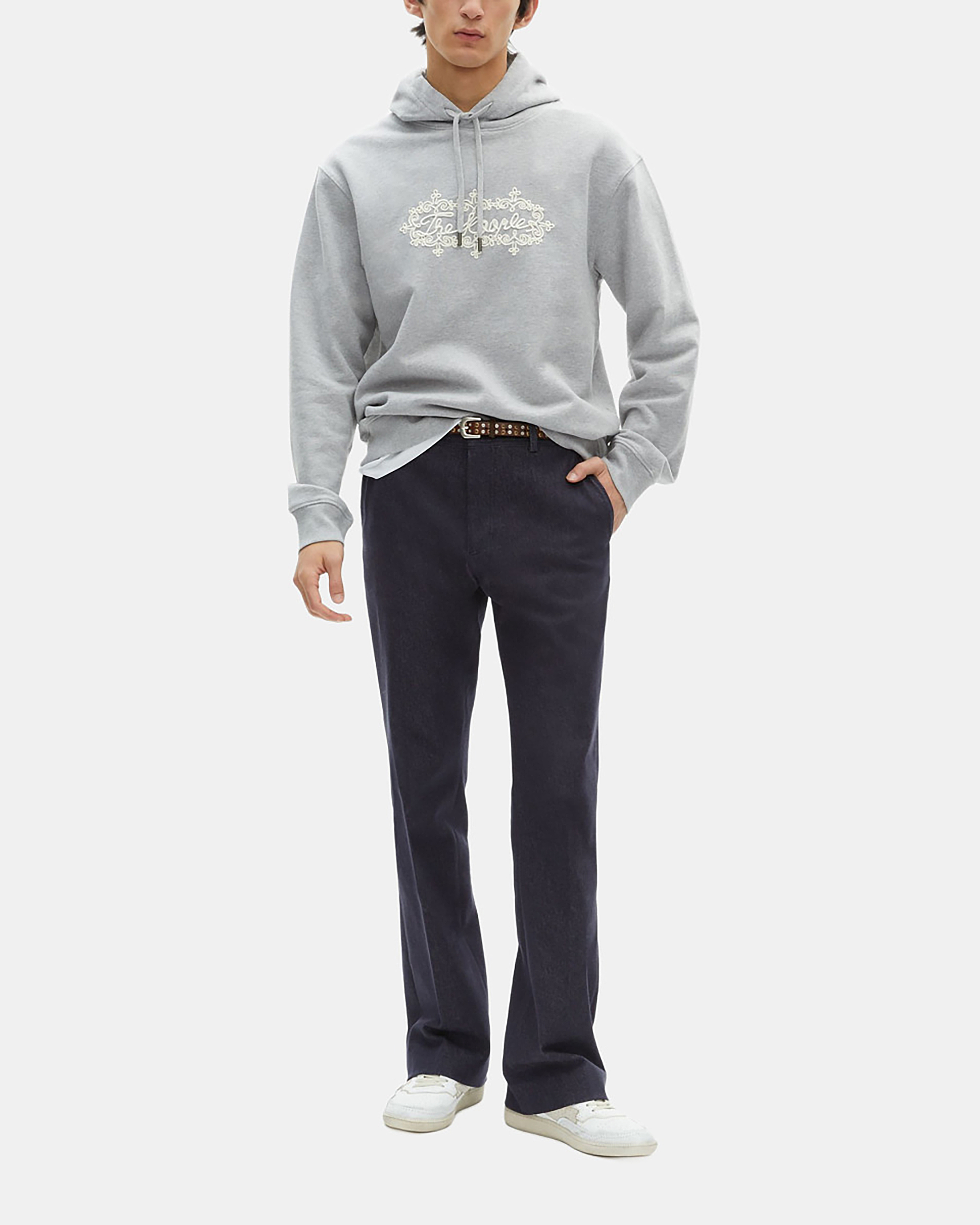 Grey embroidered logo hoodie