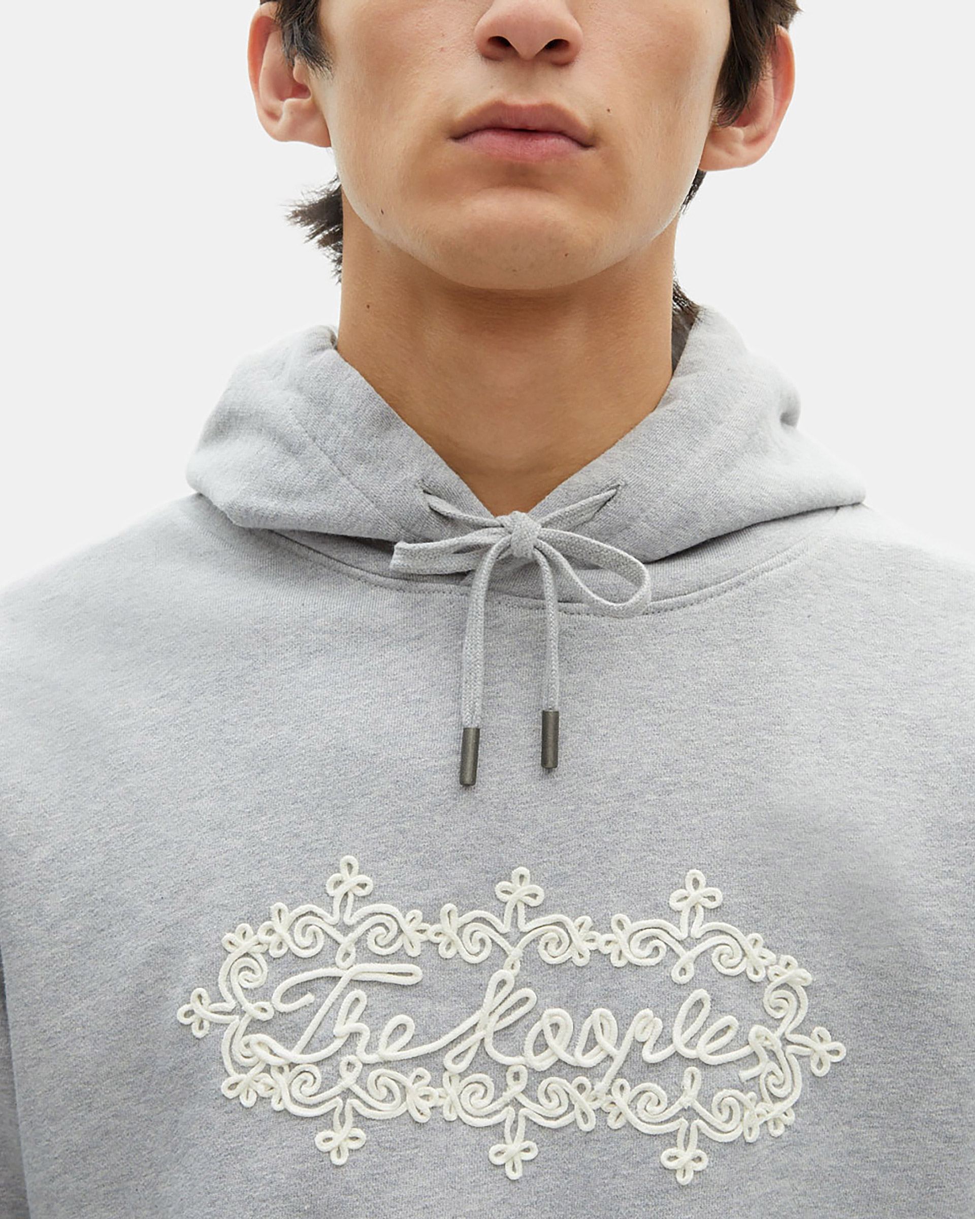 Grey embroidered logo hoodie