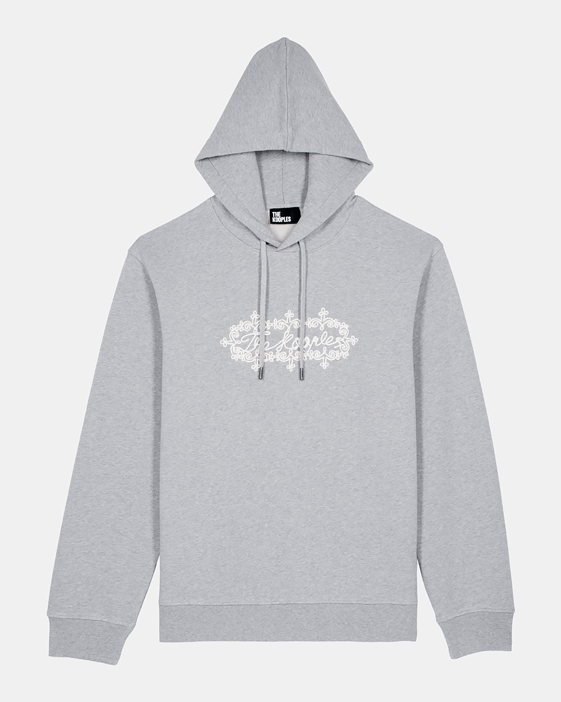 Grey embroidered logo hoodie