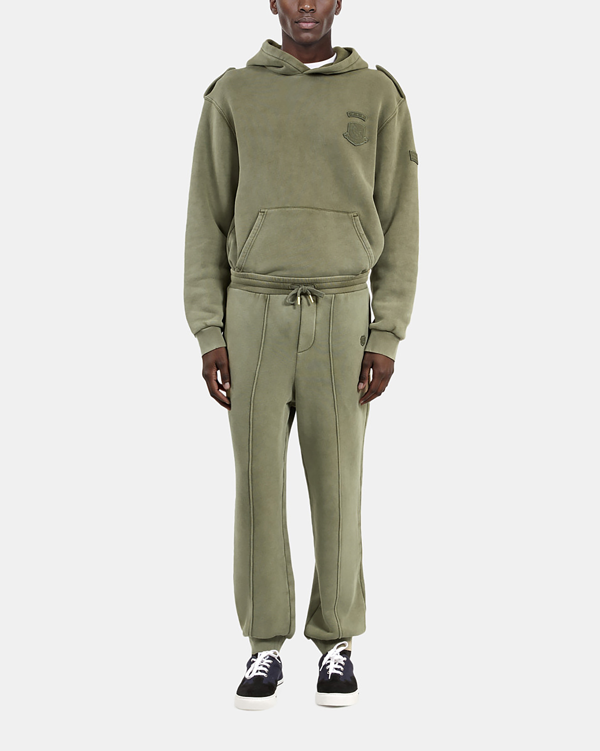 Hooded sweatshirt with khaki patches