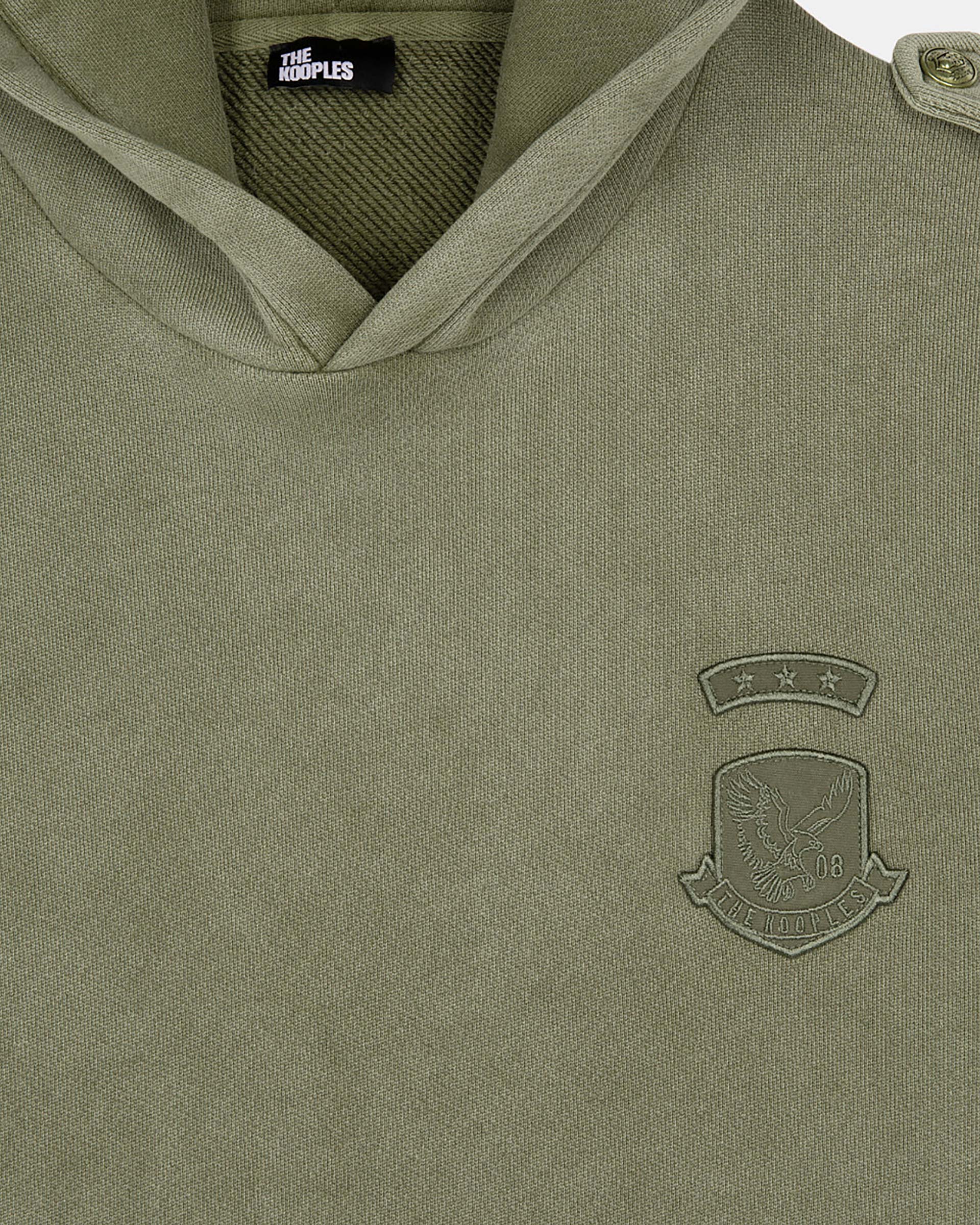 Hooded sweatshirt with khaki patches