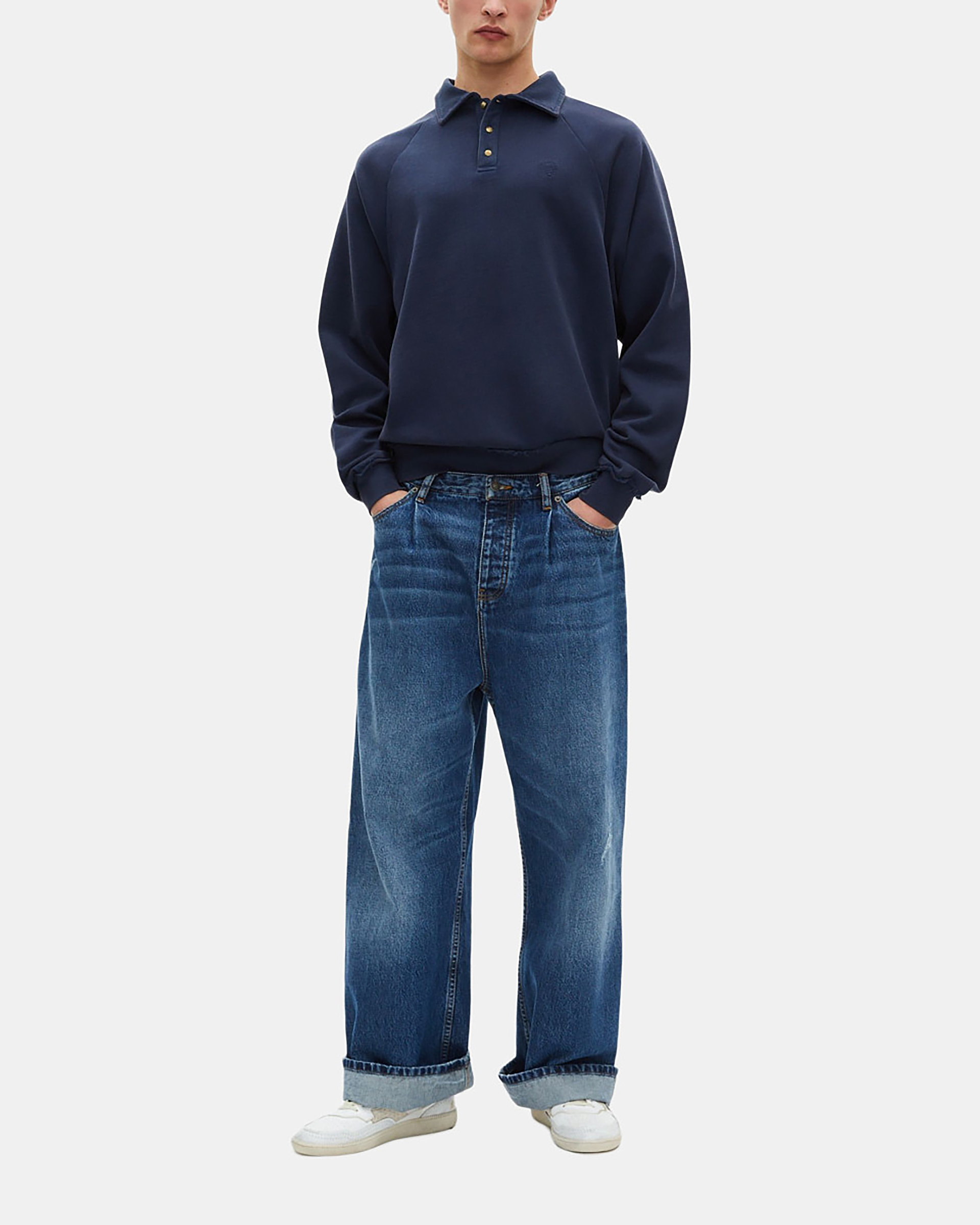 Navy blue polo neck sweatshirt