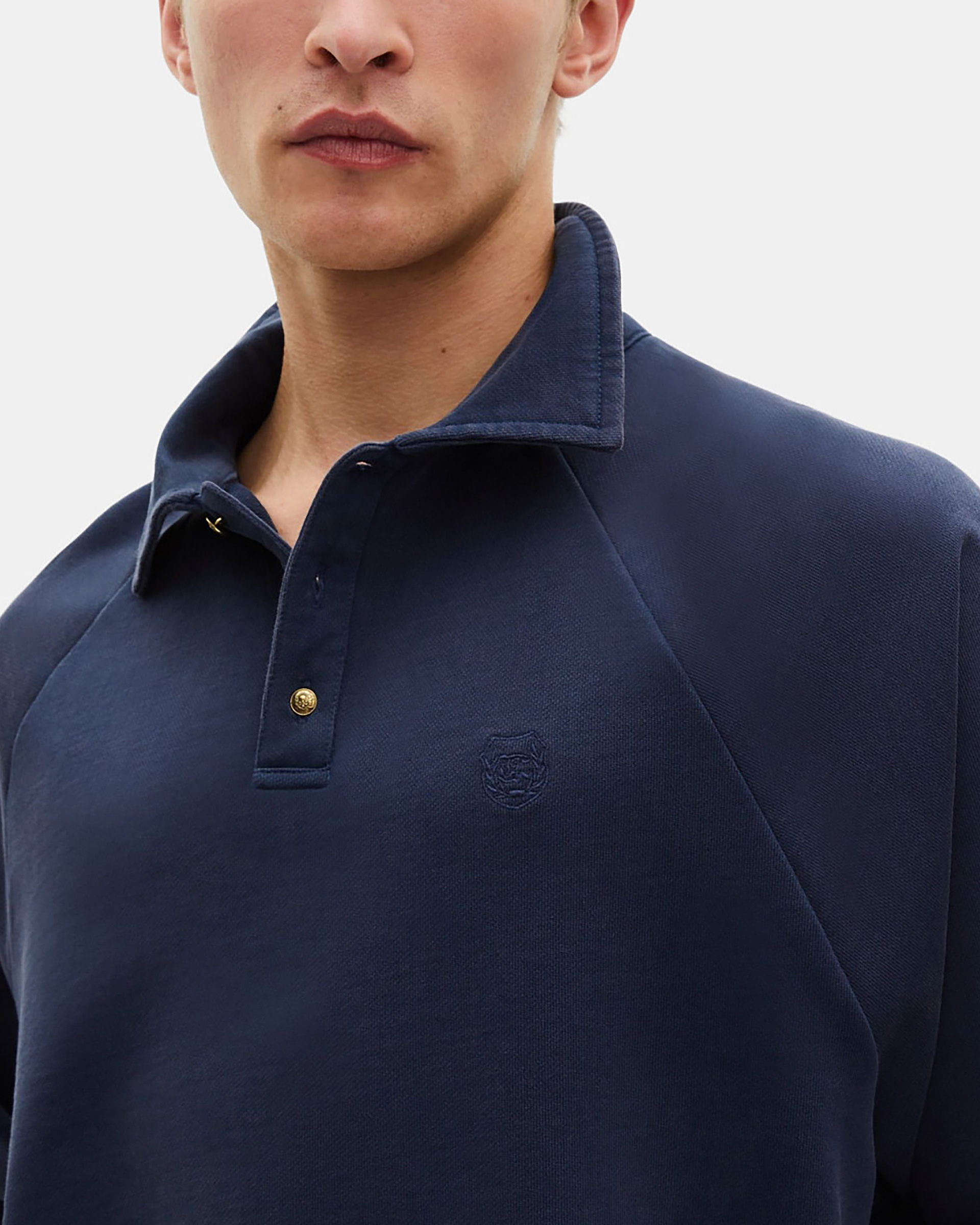 Navy blue polo neck sweatshirt