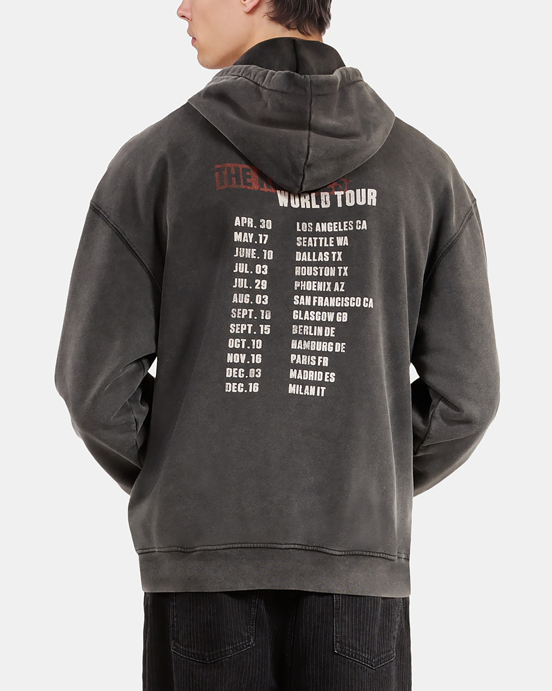 Black screen-printed hooded sweatshirt 