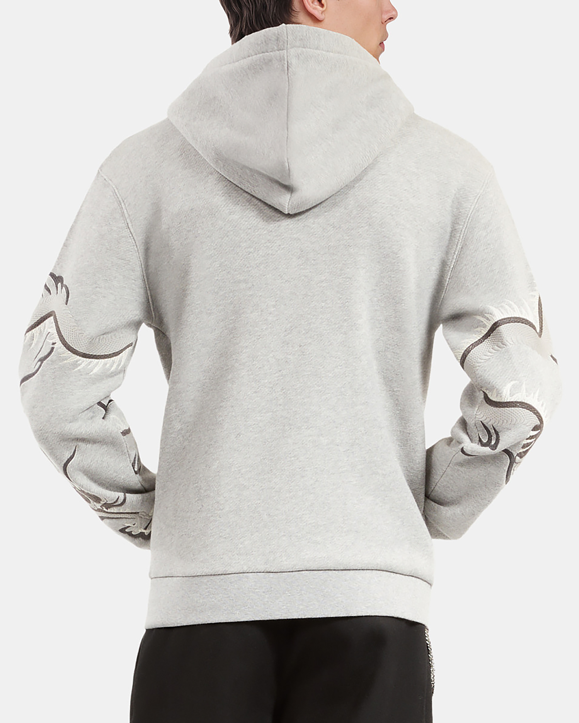 Grey embroidered sleeve hoodie
