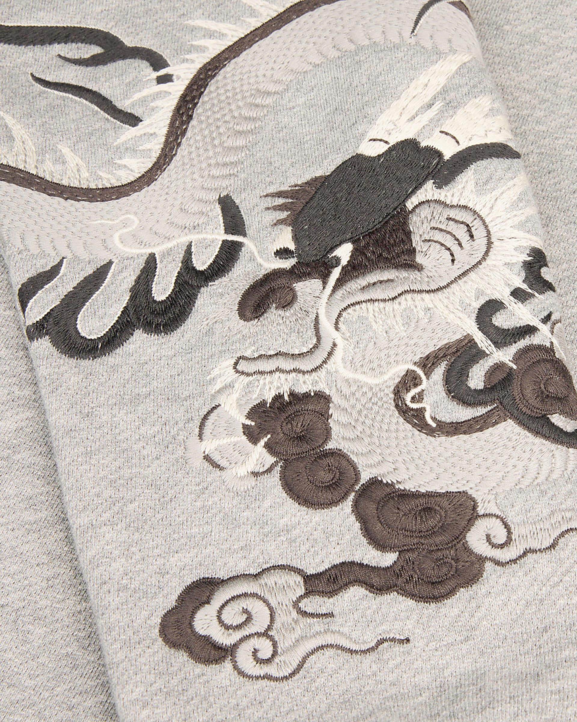 Grey embroidered sleeve hoodie