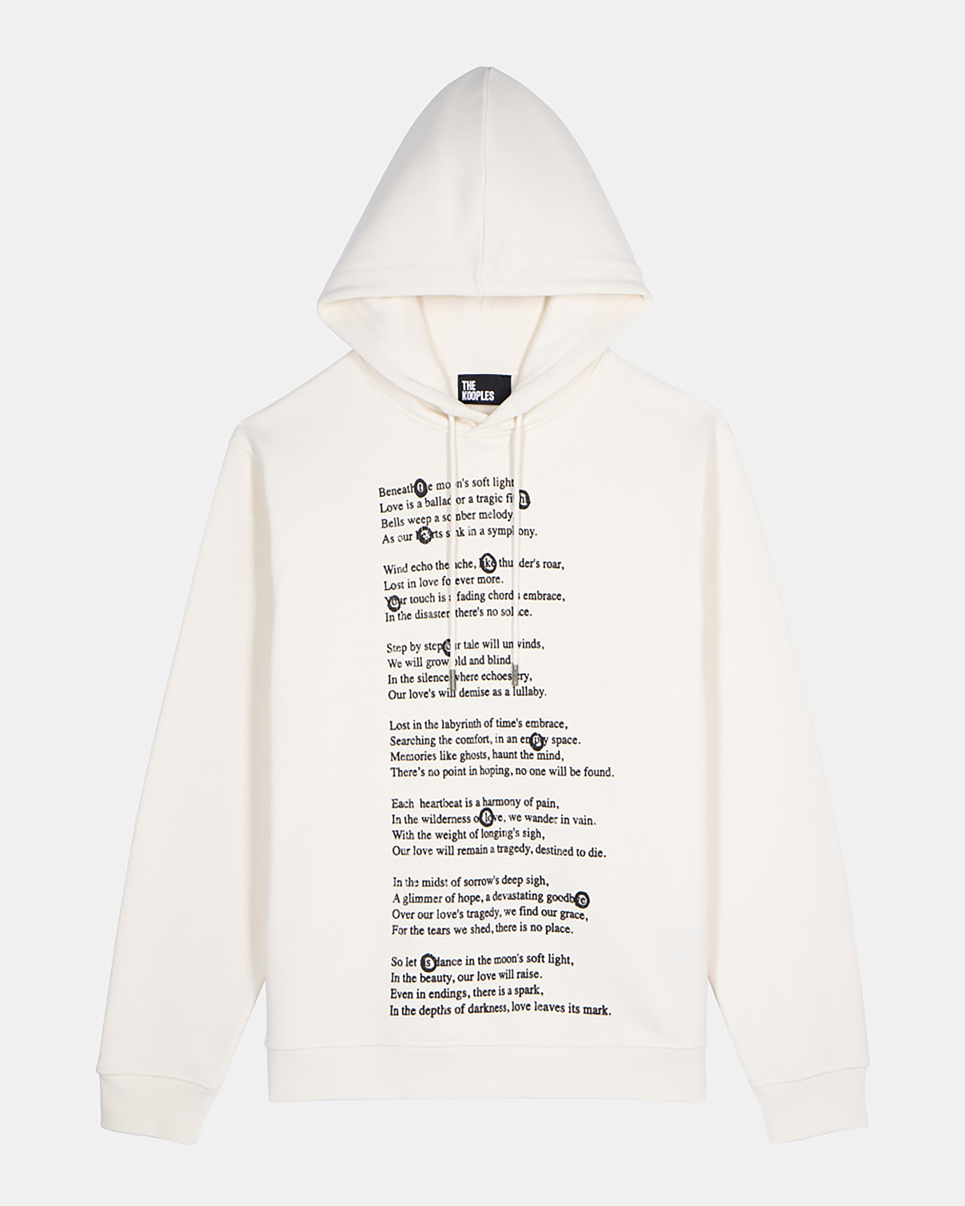 Hooded sweatshirt with ecru screen print