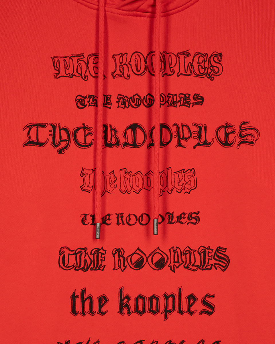 Hooded sweatshirt with red screen print