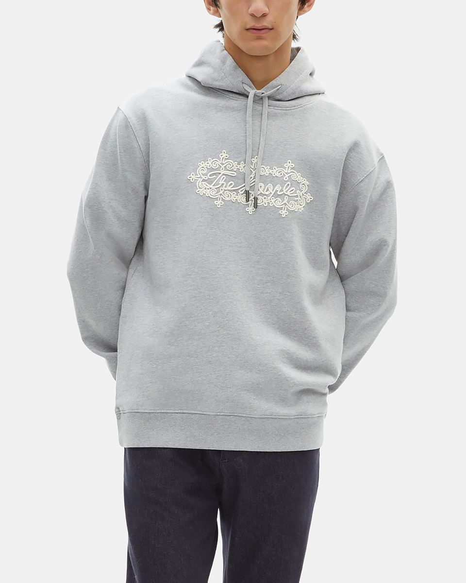 Grey embroidered logo hoodie