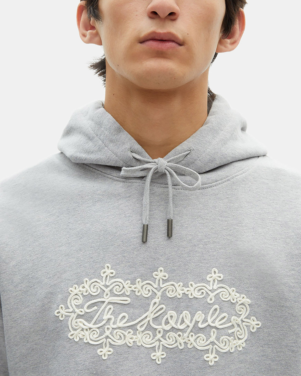 Grey embroidered logo hoodie