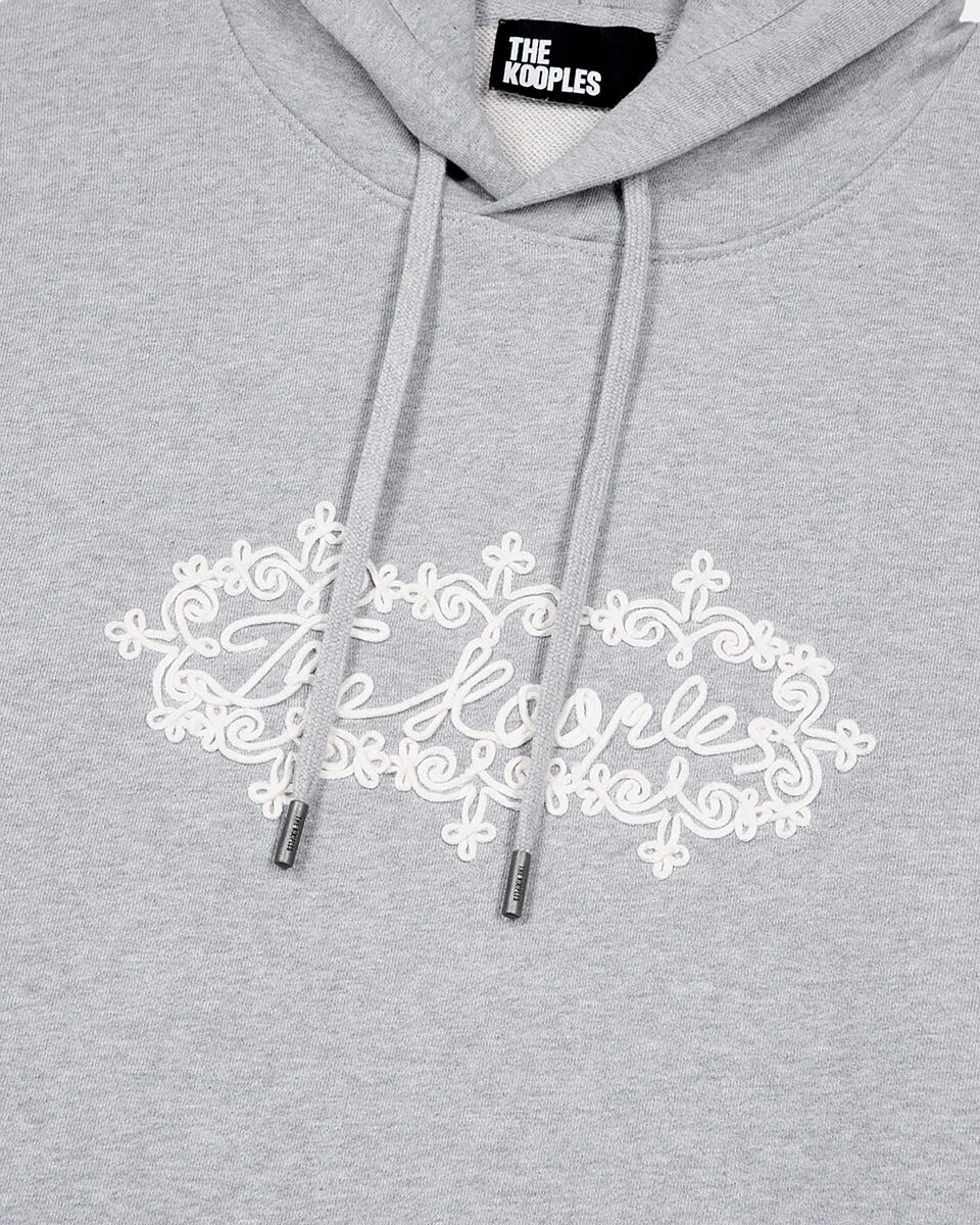 Grey embroidered logo hoodie