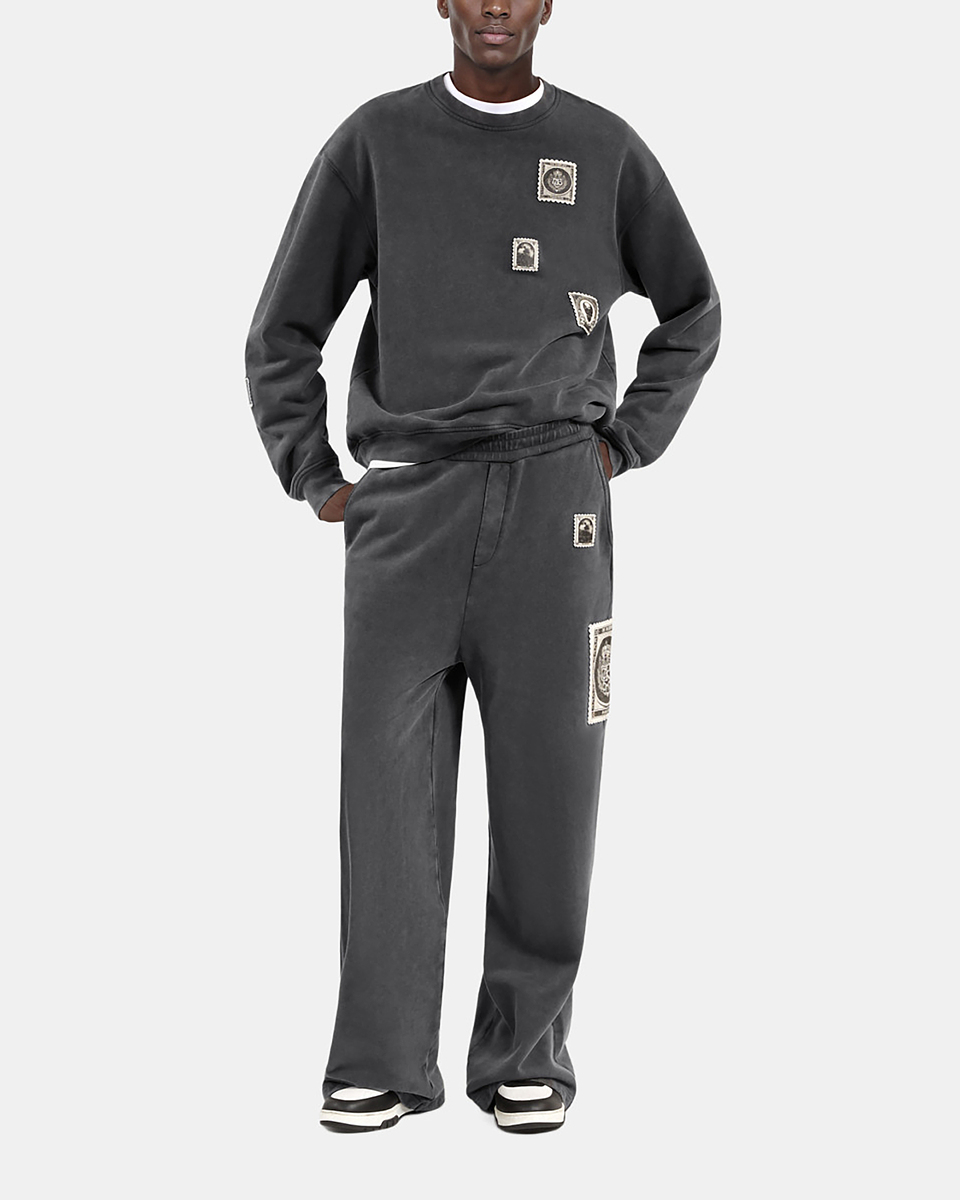 Black faded sweatshirt with patches
