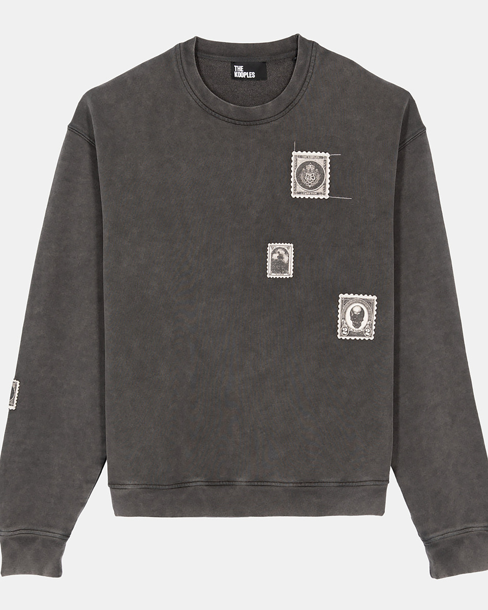 Black faded sweatshirt with patches
