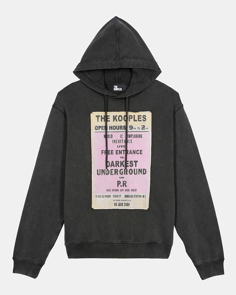 Hooded sweatshirt with black screen print