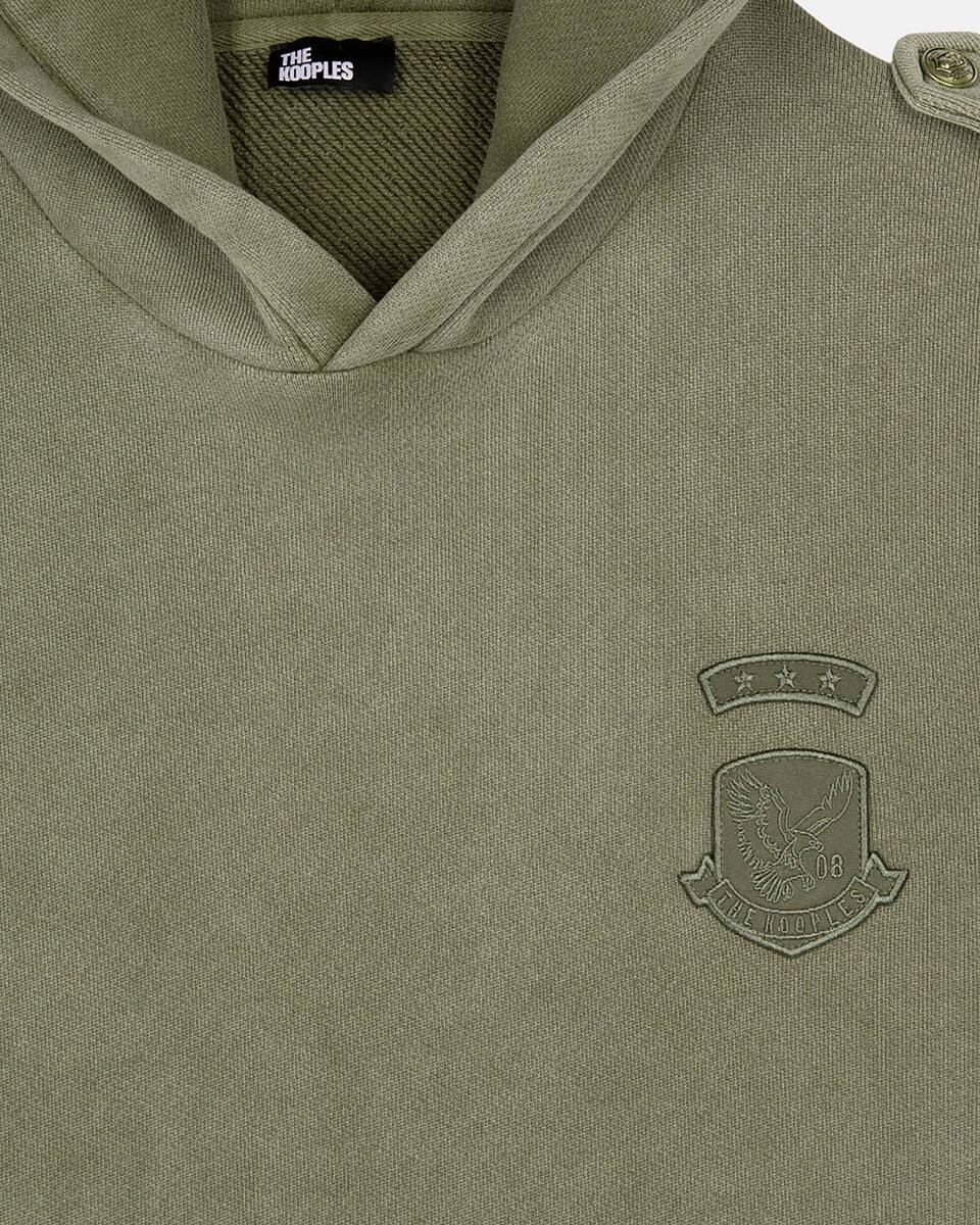 Hooded sweatshirt with khaki patches