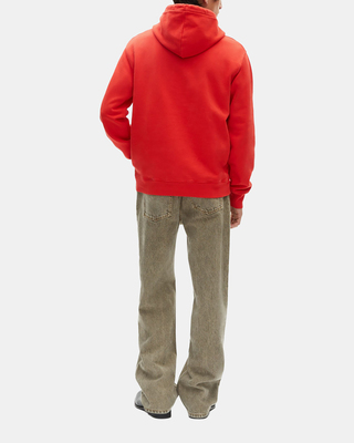 Hooded sweatshirt with red screen print