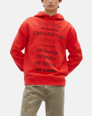 Hooded sweatshirt with red screen print